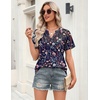 Zeagoo Womens Tops Short Sleeve V Neck Tee Shirts Cute Dressy Casual(Blue Flower Wf184)