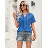 Zeagoo Womens Tops Short Sleeve V Neck Tee Shirts Cute Dressy Casual(Blue Stripes Zr459)