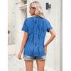 Zeagoo Womens Tops Short Sleeve V Neck Tee Shirts Cute Dressy Casual(Blue Stripes Zr459)