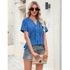 Zeagoo Womens Tops Short Sleeve V Neck Tee Shirts Cute Dressy Casual(Blue Stripes Zr459)