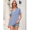 Zeagoo Womens Tops Short Sleeve V Neck Tee Shirts Cute Dressy Casual(Blue and White Stripes Tz273)