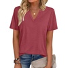 Zeagoo Womens Tops Short Sleeve V Neck Tee Shirts Cute Dressy Casual(B-red)