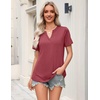 Zeagoo Womens Tops Short Sleeve V Neck Tee Shirts Cute Dressy Casual(B-red)