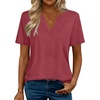 Zeagoo Womens Tops Short Sleeve V Neck Tee Shirts Cute Dressy Casual(B-red)