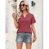 Zeagoo Womens Tops Short Sleeve V Neck Tee Shirts Cute Dressy Casual(B-red)