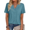 Zeagoo Womens Tops Short Sleeve V Neck Tee Shirts Cute Dressy Casual(B-turquoise)