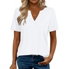 Zeagoo Womens Tops Short Sleeve V Neck Tee Shirts Cute Dressy Casual(B-white)