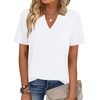 Zeagoo Womens Tops Short Sleeve V Neck Tee Shirts Cute Dressy Casual(B-white)