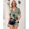 Zeagoo Womens Tops Short Sleeve V Neck Tee Shirts Cute Dressy Casual(Gray Cat Dw176)