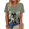 Zeagoo Womens Tops Short Sleeve V Neck Tee Shirts Cute Dressy Casual(Gray Cat Dw176)