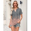 Zeagoo Womens Tops Short Sleeve V Neck Tee Shirts Cute Dressy Casual(Gray Print)