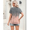 Zeagoo Womens Tops Short Sleeve V Neck Tee Shirts Cute Dressy Casual(Gray Print)