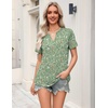 Zeagoo Womens Tops Short Sleeve V Neck Tee Shirts Cute Dressy Casual(Green Flowers Xh534)