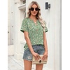 Zeagoo Womens Tops Short Sleeve V Neck Tee Shirts Cute Dressy Casual(Green Flowers Xh534)