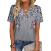 Zeagoo Womens Tops Short Sleeve V Neck Tee Shirts Cute Dressy Casual(Grey Flower Hf36)