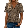 Zeagoo Womens Tops Short Sleeve V Neck Tee Shirts Cute Dressy Casual(Leopard Print An136)