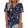 Zeagoo Womens Tops Short Sleeve V Neck Tee Shirts Cute Dressy Casual(Navy Floral Sf180)