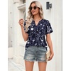 Zeagoo Womens Tops Short Sleeve V Neck Tee Shirts Cute Dressy Casual(Navy Floral Sf180)