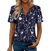 Zeagoo Womens Tops Short Sleeve V Neck Tee Shirts Cute Dressy Casual(Navy Floral Sf180)