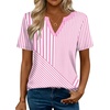 Zeagoo Womens Tops Short Sleeve V Neck Tee Shirts Cute Dressy Casual(Pink and White Stripes Tz300)