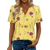 Zeagoo Womens Tops Short Sleeve V Neck Tee Shirts Cute Dressy Casual(Yellow Flowers Bf351)