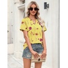 Zeagoo Womens Tops Short Sleeve V Neck Tee Shirts Cute Dressy Casual(Yellow Flowers Bf351)