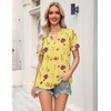 Zeagoo Womens Tops Short Sleeve V Neck Tee Shirts Cute Dressy Casual(Yellow Flowers Bf351)