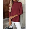 Zeagoo Women’s Turtleneck Sweater Long Sleeve Casual Knit Pullover Top 2026(Deep Red)