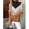 Zeagoo Women’s Turtleneck Sweater Long Sleeve Casual Knit Pullover Top 2026(Jh556-color Block)