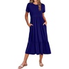 Zeagoo Women Summer Midi A Line Dress Short Sleeve Casual Flowy Tiered Beach Long Sundress with Pockets 2026 Vacation Travel(A04-navy Blue)