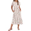 Zeagoo Women Summer Midi A Line Dress Short Sleeve Casual Flowy Tiered Beach Long Sundress with Pockets 2026 Vacation Travel(Bf310)