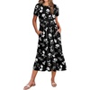 Zeagoo Women Summer Midi A Line Dress Short Sleeve Casual Flowy Tiered Beach Long Sundress with Pockets 2026 Vacation Travel(Black White Floral)