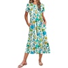 Zeagoo Women Summer Midi A Line Dress Short Sleeve Casual Flowy Tiered Beach Long Sundress with Pockets 2026 Vacation Travel(Blue Brown Floral)