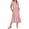 Zeagoo Women Summer Midi A Line Dress Short Sleeve Casual Flowy Tiered Beach Long Sundress with Pockets 2026 Vacation Travel(Jh1)