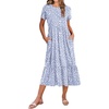 Zeagoo Women Summer Midi A Line Dress Short Sleeve Casual Flowy Tiered Beach Long Sundress with Pockets 2026 Vacation Travel(Jh529)