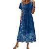 Zeagoo Women Summer Midi A Line Dress Short Sleeve Casual Flowy Tiered Beach Long Sundress with Pockets 2026 Vacation Travel(Mz845)