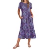 Zeagoo Women Summer Midi A Line Dress Short Sleeve Casual Flowy Tiered Beach Long Sundress with Pockets 2026 Vacation Travel(Mz907)