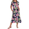 Zeagoo Women Summer Midi A Line Dress Short Sleeve Casual Flowy Tiered Beach Long Sundress with Pockets 2026 Vacation Travel(Pink Floral)