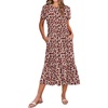 Zeagoo Women Summer Midi A Line Dress Short Sleeve Casual Flowy Tiered Beach Long Sundress with Pockets 2026 Vacation Travel(Red Floral-2)