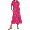 Zeagoo Women Summer Midi A Line Dress Short Sleeve Casual Flowy Tiered Beach Long Sundress with Pockets 2026 Vacation Travel(Red Floral-3)