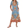 Zeagoo Women Summer Midi A Line Dress Short Sleeve Casual Flowy Tiered Beach Long Sundress with Pockets 2026 Vacation Travel(Retro Style)