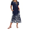 Zeagoo Women Summer Midi A Line Dress Short Sleeve Casual Flowy Tiered Beach Long Sundress with Pockets 2026 Vacation Travel(Sf103)