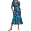 Zeagoo Women Summer Midi A Line Dress Short Sleeve Casual Flowy Tiered Beach Long Sundress with Pockets 2026 Vacation Travel(Sf114)