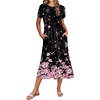 Zeagoo Women Summer Midi A Line Dress Short Sleeve Casual Flowy Tiered Beach Long Sundress with Pockets 2026 Vacation Travel(Sf31)