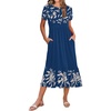 Zeagoo Women Summer Midi A Line Dress Short Sleeve Casual Flowy Tiered Beach Long Sundress with Pockets 2026 Vacation Travel(Sp121)