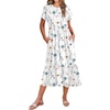 Zeagoo Women Summer Midi A Line Dress Short Sleeve Casual Flowy Tiered Beach Long Sundress with Pockets 2026 Vacation Travel(White Floral)
