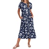 Zeagoo Women Summer Midi A Line Dress Short Sleeve Casual Flowy Tiered Beach Long Sundress with Pockets 2026 Vacation Travel(White Floral-2)