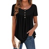 Zeagoo Women Tunics Tops Short Sleeve Summer Shirts Dressy Casual Blouses(Black)