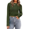 Zeagoo Women’s 2026 Fall Crewneck Cropped Sweaters Long Sleeve Knit Tops(Army Green)