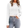 Zeagoo Women’s 2026 Fall Crewneck Cropped Sweaters Long Sleeve Knit Tops(A-white)
